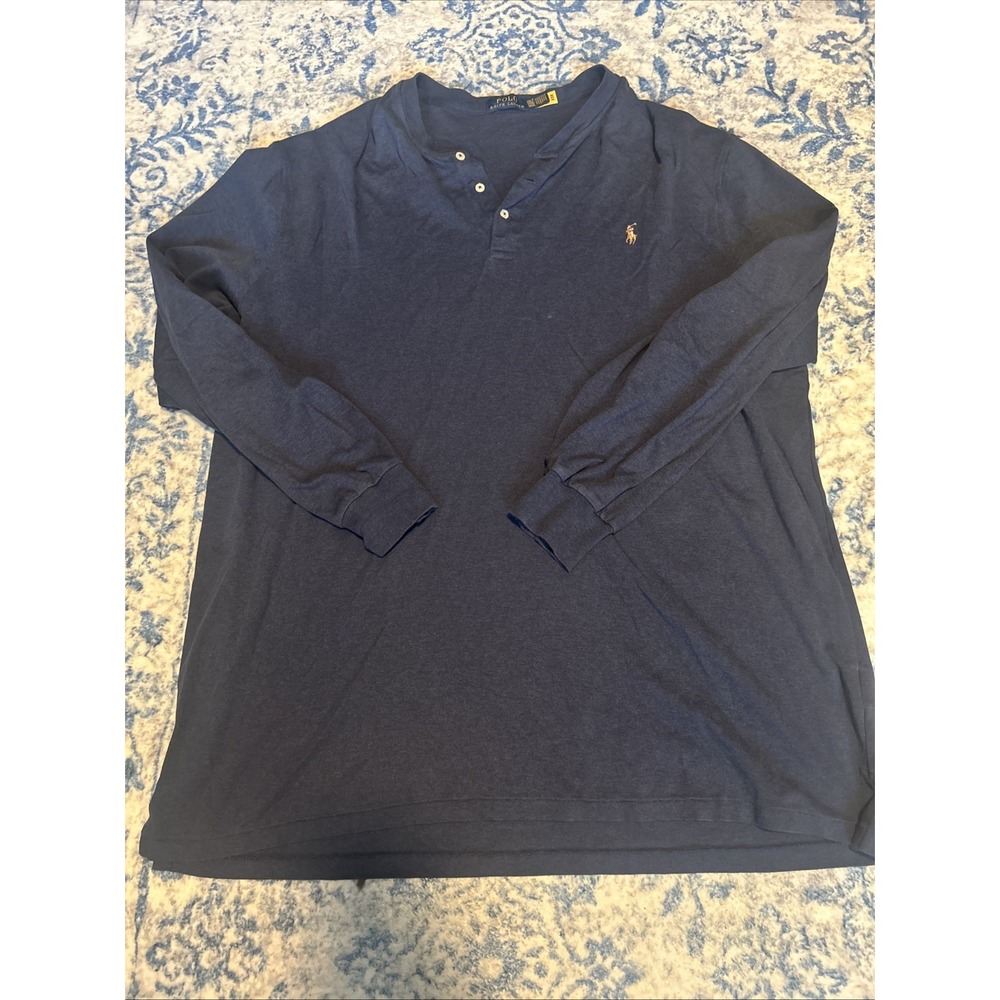 Polo Ralph Lauren Polo Shirt Men 3XLT Tall Blue Pima Soft Touch Flesh Pony Prepp